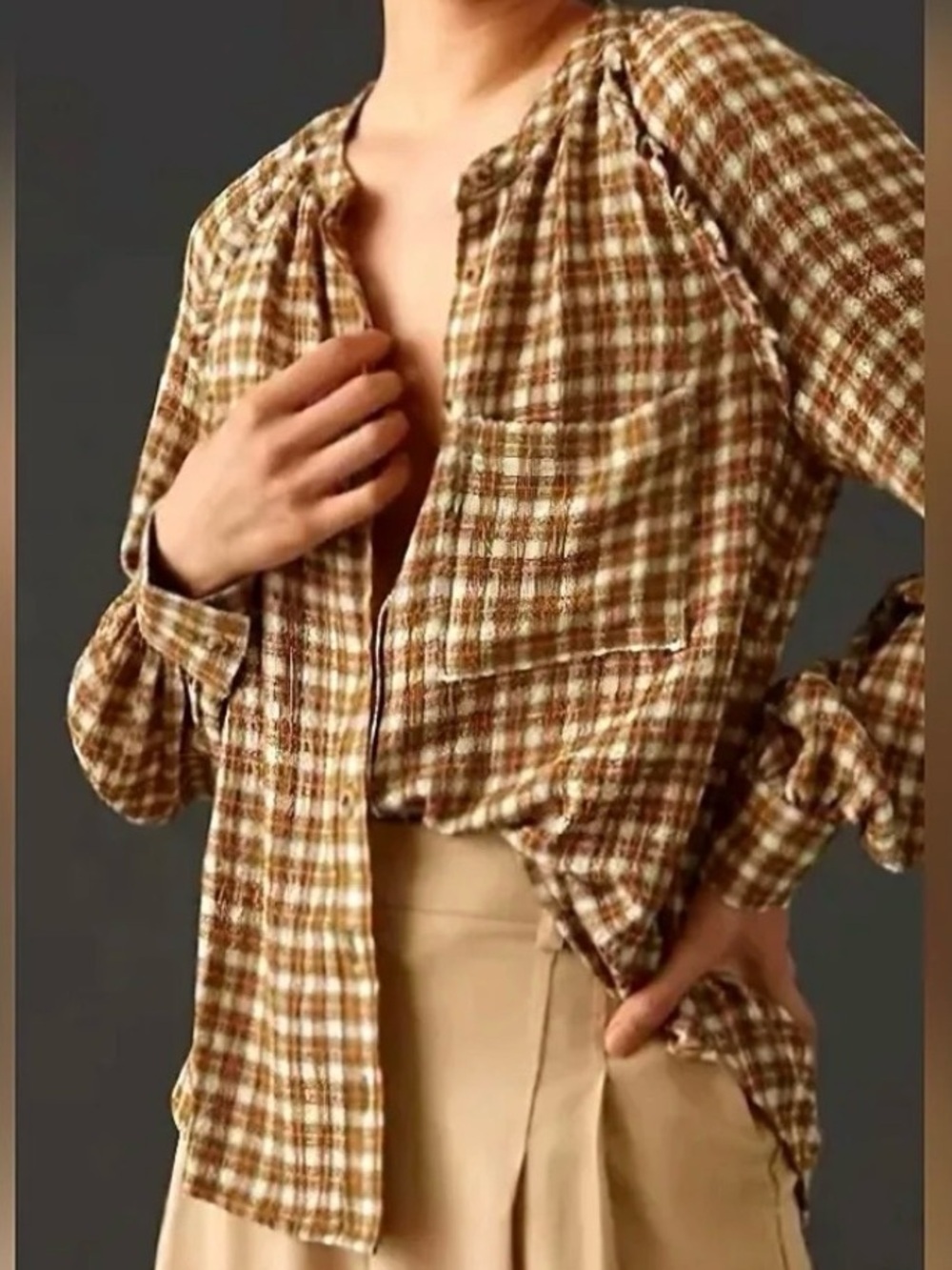 Anthropologie Pilcro Breezy Plaid Longsleeve Buttondown Shirt Size Small